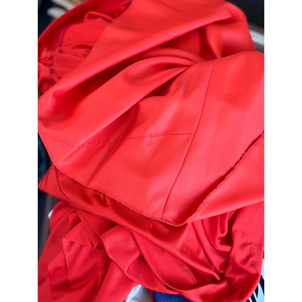 Vintage Joan Leslie Kasper Long Maxi Dress Wmn  8 Red Strappy Halter Formal Gown - Picture 7 of 8